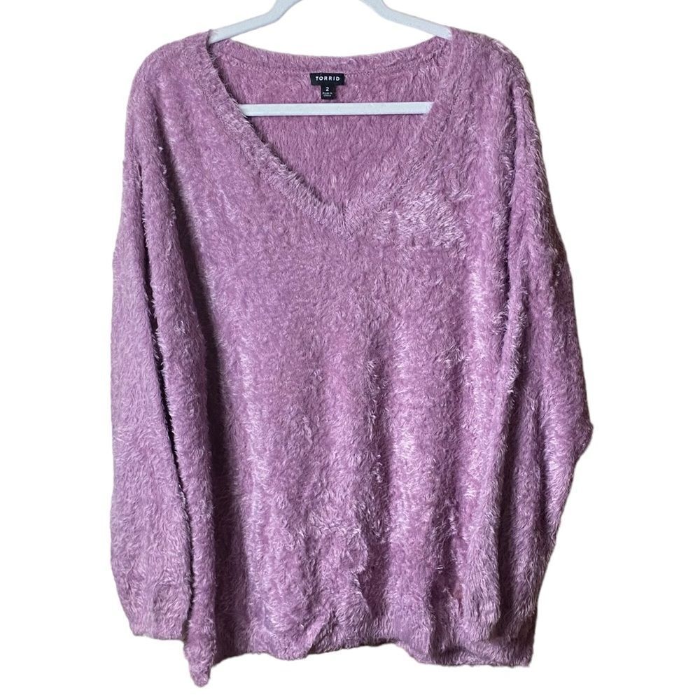 Torrid Wm’s Sz 2 Purple Soft Pull Over V-Neck Eye Shadow Sweater